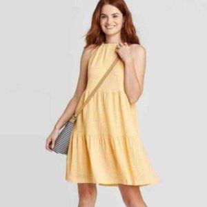 A New Day Yellow Tiered Dress Size S